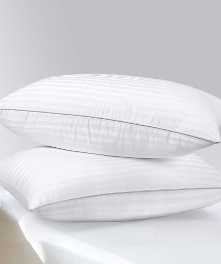 2 Pack Standard Pillows for Sleeping - 100% Breathable Cotton Case, Soft Plush Down Filler, Medium to Soft Neck Support for Side Back and Stomach Sleepers, 20x26