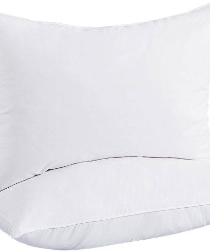 White Feathers Down Pillows, Hotel Bed Pillows Standard/Queen Size Set of 2, Soft Pillows for Sleeping with 100% Cotton Cover