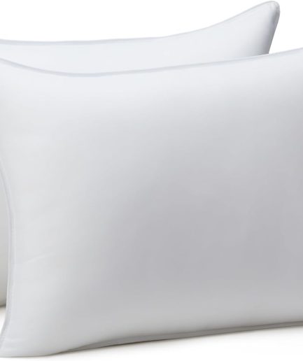 Down Alternative Pillow for Back Side Sleepers, Medium Density, Standard Size, 26" x 20", 2-Pack, White