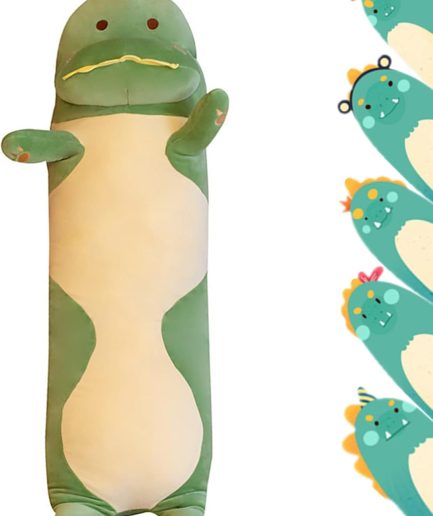 29.53'' Dinosaur Plush Pillow Toy Dinosaur Stuffed Animal Sleeping Pillow Cute Cartoon Soft Long Body Pillow Gift for Kids (Green)