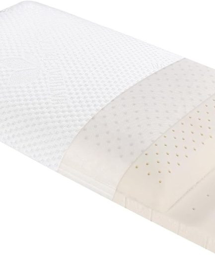 Adjustable Slim Sleeper -Thin Flat Latex Pillow for Sleeping with 2 Removable Layers 3 Heights(1'', 2.5'', 3.5''), for Stomach, Side and Back Sleepers,Twill White