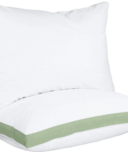 Bed Pillows for Sleeping Queen Size (Sage Green), Set of 2, Cooling Hotel Quality, Gusseted Pillow for Back, Stomach or Side Sleepers