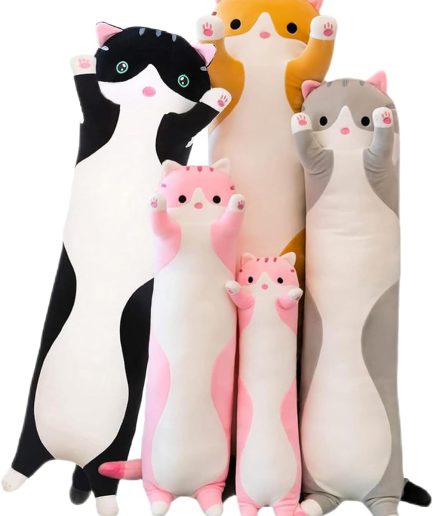 Long Cat Plush Pillow Soft Cat Hugging Pillow Stuffed Animal Pillow Cute Kitty Sleeping Throw Pillow Gift for Kids (70cm/27.55inch,Gray