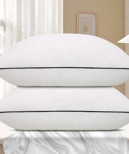 Hotel Collection Bed Pillows for Sleeping 2 Pack Standard Size Cooling Pillows Set of 2 for Back, Stomach or Side Sleepers, Super Soft Down Alternative Microfiber Filled Pillows