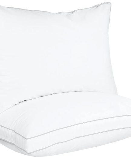 Bed Pillows for Sleeping Queen Size (White), Set of 2, Cooling Hotel Quality, Gusseted Pillow for Back, Stomach or Side Sleepers