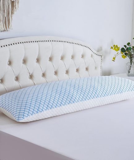 Body Pillow for Adults - Shredded Memory Foam & Zippered Cooling Cover - Long Pillow for Sleeping - Bed Pillows for Side Sleeper