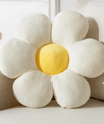 Flower Pillow, Daisy Flower Shaped Pillow Cushion six Petal 15.75" Floor Pillows White Home Decorative Pillows for Bed, Sofa, Couch
