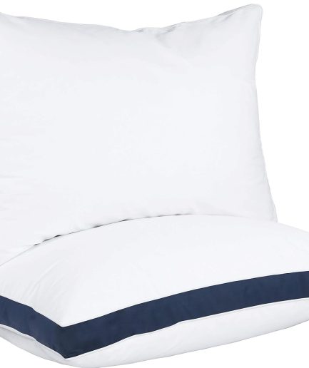 Bed Pillows for Sleeping Queen Size (Navy), Set of 2, Cooling Hotel Quality, Gusseted Pillow for Back, Stomach or Side Sleepers