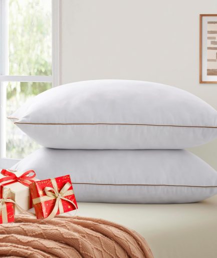 Feather Pillows, Bed Pillows, Standard Size Set of 2, Hotel Pillows for Sleeping, White Pillows Soft Down Pillows 20x26
