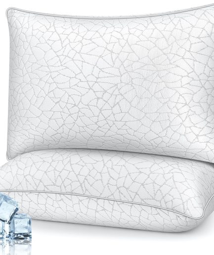 Queen Size Cooling Bed Pillows - Premium Down Alternative Pillows Set of 2 for Side, Back, and Stomach Sleepers Hotel Quality Fluffy Soft Microfiber Fill Breathable Skin-Friendly